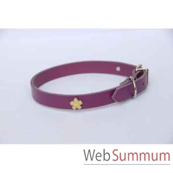 Collier cuir classique 14mm l. 36cm- fleur peinte Sellerie Canine Vendéenne 80352