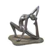 sculpture modele yoga concentration pose on rock surface aluminium bs1510alu