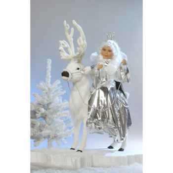 Automate - reine des neiges sur un renne blanc Automate Décoration Noël 678