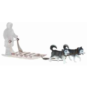 Traineau inuite avec 2 huskys licence inuit Bullyland -B54550