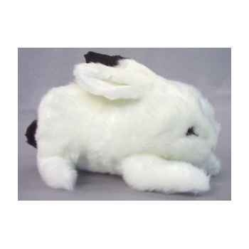 Peluche allongée lapin noir et blanc 30 cm Piutre -710