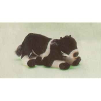 Peluche allongée vache noire et blanche 38 cm Piutre -2689