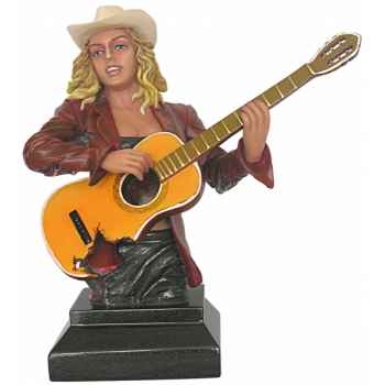 Figurine femme résine guitare Statue Musicien -Y30ZP-1801