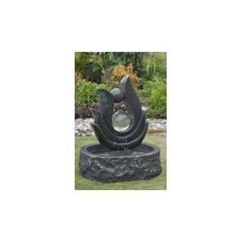Fontaine nymphe en pierre granit finition polie et martelée, de coloris gris Climadream