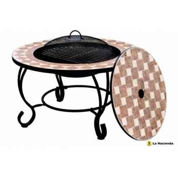 Foyer en mosaïque, barbecue et table napoli coloris mosaïque / noir La Hacienda -58142