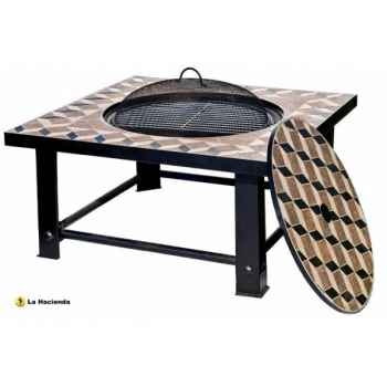 Foyer en mosaïque, barbecue et table palermo coloris mosaïque  / noir La Hacienda -58143