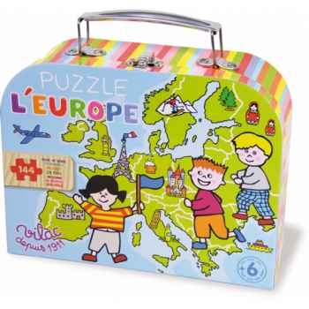 Puzzle 144 pcs carte d\'europe en valise en bois vilac -2605