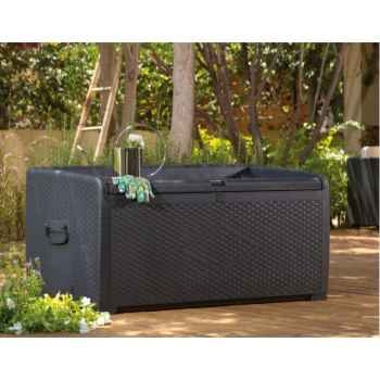 Coffre rattan anthracite Chalet Jardin