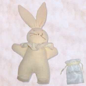 Les Petites Marie - Peluche doudou Lapin Nid d\'Abeille Hochet