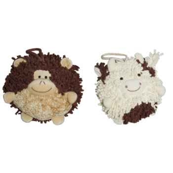 Les Petites Marie - Collection Boule, Lot de 2 boules Singe et Vache