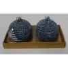 2 bougies boules motif sapin 6cm bleu Peha -CL-10370