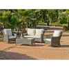 Ensemble salon de jardin timur : 1 canapé 2pl + 2 fauteuils + 1 table basse coussin raye gris Exklusive hevea -10150-3663141