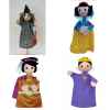 Lot 4 marionnettes en tissus à gaine Blanche Neige, la Reine, le Prince et la sorcière -LWS-381