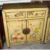 Buffet 2 portes et 2 tiroirs crème motif oiseaux style Chine -CHN234