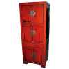 Armoire 6 portes et 1 tiroir rouge laque style Chine -CHN229R