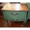 Commode 2 tiroirs bleu turquoise plateau style Chine -C2307BL