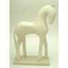 Sculpture de cheval en bois blanc impression fleurs artisanat Indonésien -13820