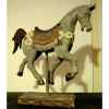 Sulpture cheval sur stick gris polychrome sur socle. artisanat Indonésien -27001
