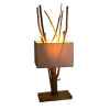 Lampe rectangulaire avec bois flotte à l'intérieur de l'abat jour artisanat Indonésien -33189
