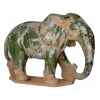 léphant en terre cuite vernissé couleur vert artisanat Chine -cer013