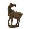 Sculpture cheval en terre cuite tête tournée artisanat Chine -cer061