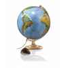 Globe géographique Lumineux double effet cartographie physique éteint / politique allumé - pied bois et demi-méridien métal