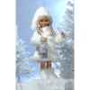 Automate - fillette en costume de noël blanc avec cadeaux Automate Décoration Noël 670