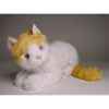 Peluche allongée chat blanc et roux 30 cm Piutre -2339